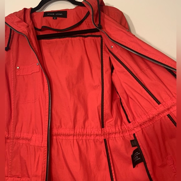 ** Black Rivet Red and Black Lightweight Zip Up Jacket 100% Cotton Size Medium - Picture 9 of 13